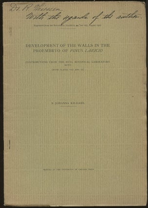 Item #B50079 Development of the Walls in the Proembryo of Pinus Laricio: Contributions from the...