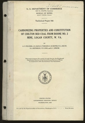 Item #B50104 Carbonizing Properties and Constitution of Chilton Bed Coal from Boone No. 2 Mine,...