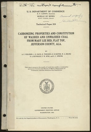 Item #B50109 Carbonizing Properties and Constitution of Washed and Unwashed Coal from Mary Lee...
