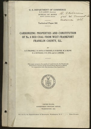 Item #B50111 Carbonizing Properties and Constitution of No. 6 Bed Coal from West Frankfort...