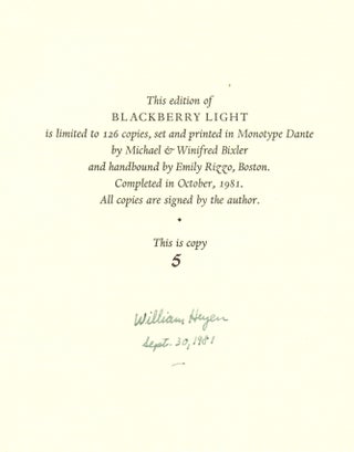 Blackberry Light: Sections 19-32 of the Chestnut Rain [Signed by Heyen and numbered 5 of 126 copies!]
