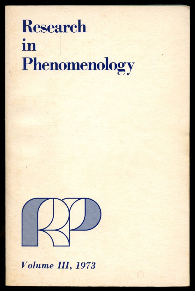 Item #B50824 Research in Phenomenology: Volume III, 1973. John Sallis.