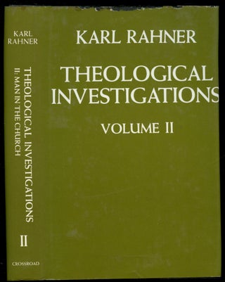 Item #B51994 Theological Investigations: Volume II--Man in the Church [This volume only!]. Karl...