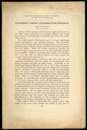 Item #B52730 Concerning "Larval" Colonies of Pectinatella [Reprinted from The Ohio Journal of...