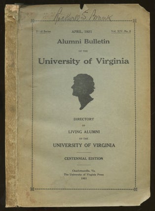 Item #B55472 Directory of the Living Alumni of the University of Virginia: Centennial Edition....