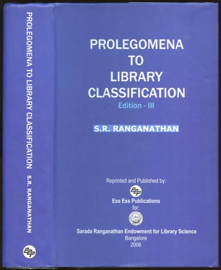 Item #B55859 Prolegomena to Library Classification (Volume 1) (Edition 3). S. R. Ranganathan, M...