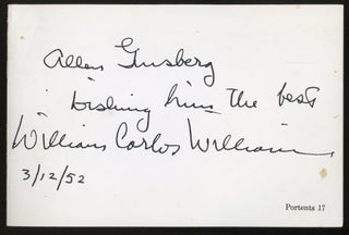 Item #B56983 Notes After an Evening with William Carlos Williams [Portents 17]. Allen Ginsberg