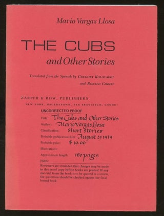 Item #B57056 The Cubs and Other Stories [Uncorrected Proof]. Mario Vargas Llosa, Gregory...