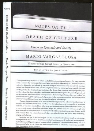 Item #B57344 Notes on the Death of Culture: Essays on Spectacle and Society [Uncorrected Proof]....