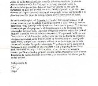 Anuario de Estudios Literarios Galegos 1992 [With letter laid in signed by Gonzalez-Millan!]