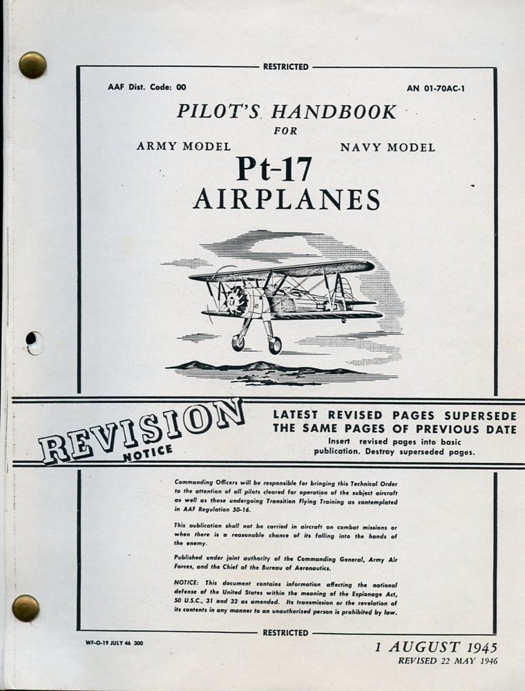 Item #B57875 Pilot's Handbook for Pt-17 Airplanes. n/a.