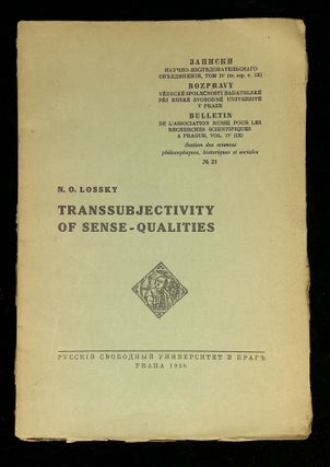 Item #B58460 Transsubjectivity of Sense-Qualities. N. O. Lossky
