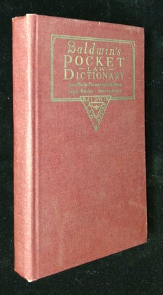Item #B58669 Baldwin's Pocket-Law Dictionary. William Edward Baldwin