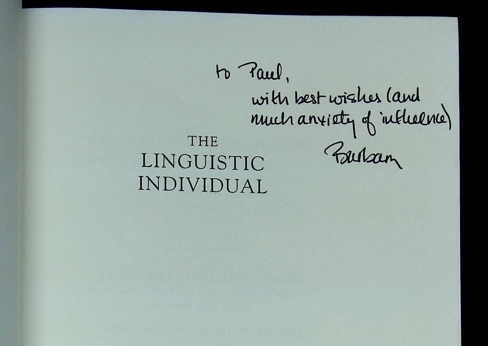 The Linguistic Individual: Self-Expression in Language and Linguistics ...