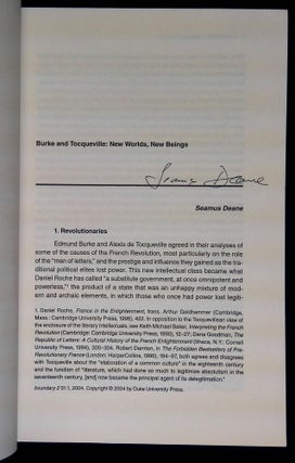 Boundary 2: Special Issue--Contemporary Irish Culture and Politics (Volume 31, Number 1, Spring 2004) [Signed by Deane!]