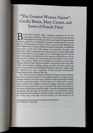 Cecilia Beaux: Philadelphia Artist [The Pennsylvania Magazine of History and Biography, Volume CXXIV, No. 3, July 2000]
