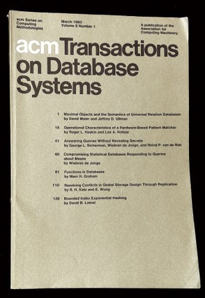 Item #B60041 ACM Transactions on Database Systems: June 1983, Volume 8, Number 2 [This issue...