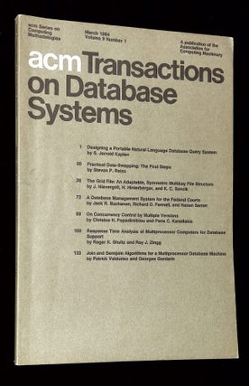 Item #B60044 ACM Transactions on Database Systems: March 1984, Volume 9, Number 1 [This issue...