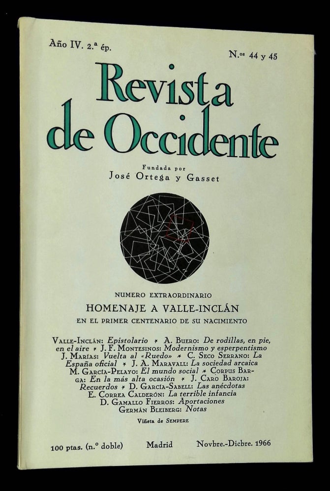 Item #B60643 Revista de Occidente: Numero Extraordinario Homenaje a Valle-Inclan [Ano IV. 2a, Nos. 44 y 45]. n/a.