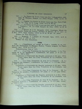 L'Oeuvre de Jean Giraudoux: Essai de Bibliographie Chronologique