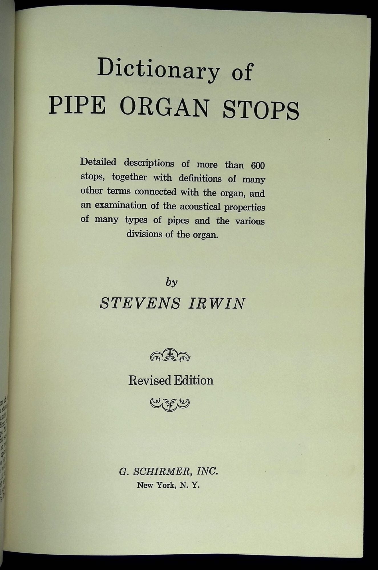 Dictionary of clearance pipe organ stops