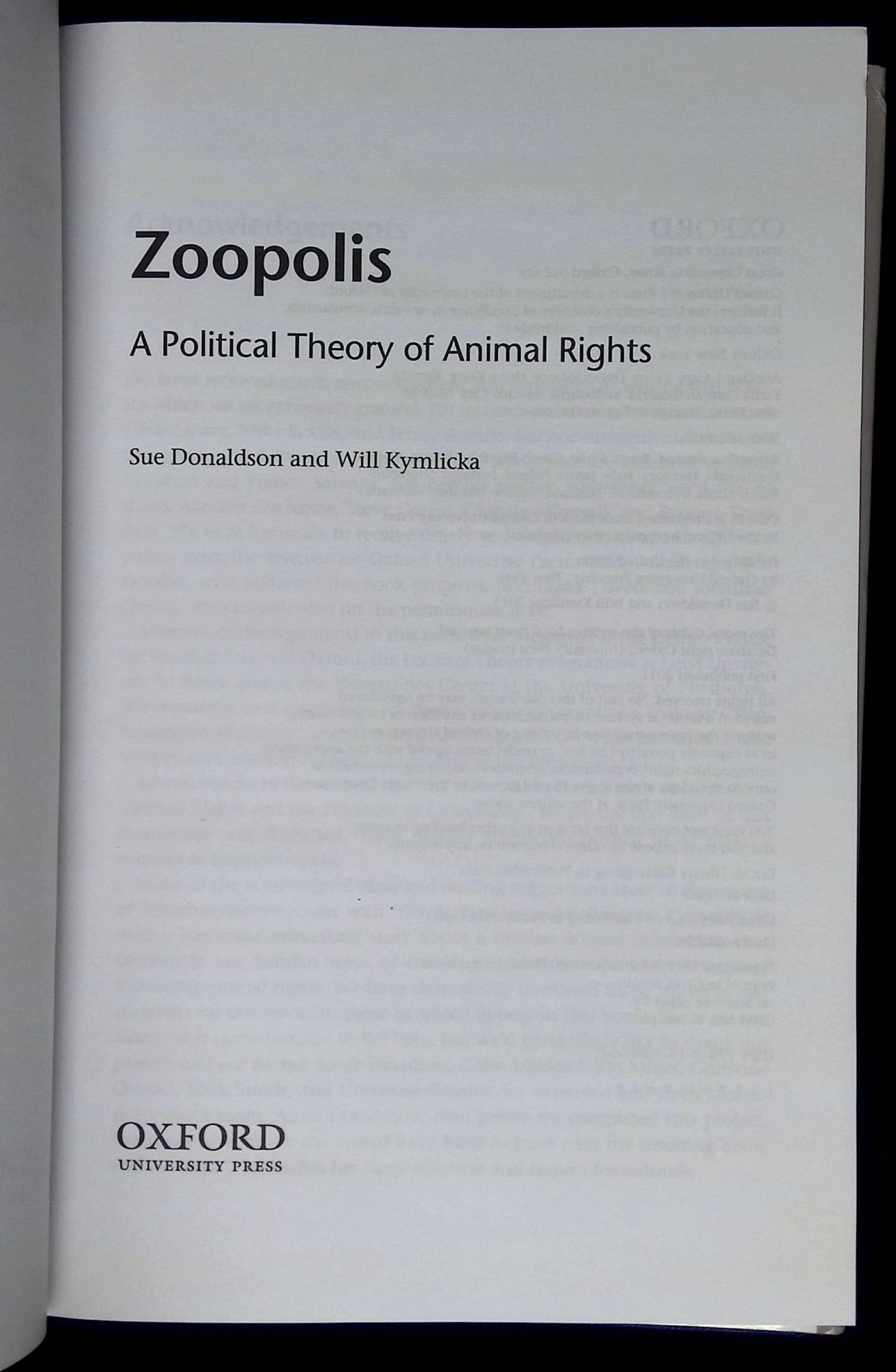 Zoopolis Zoopolis: A Political Theory of Animal Rights | Sue Donaldson, Will ...
