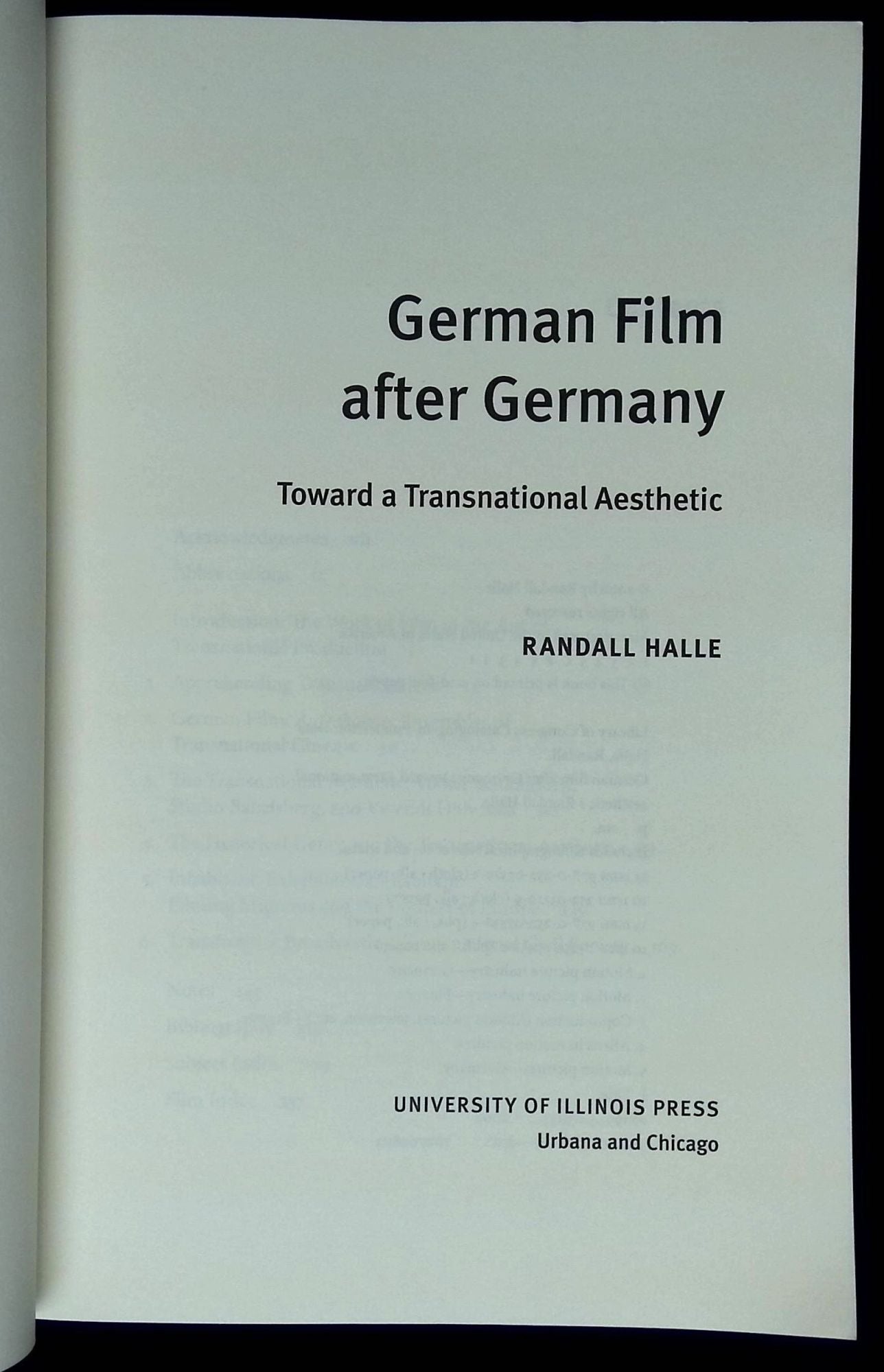 German Film After Germany: Toward a Transnational Aesthetic Inscribed by  Halle! | Randall Halle | First printing