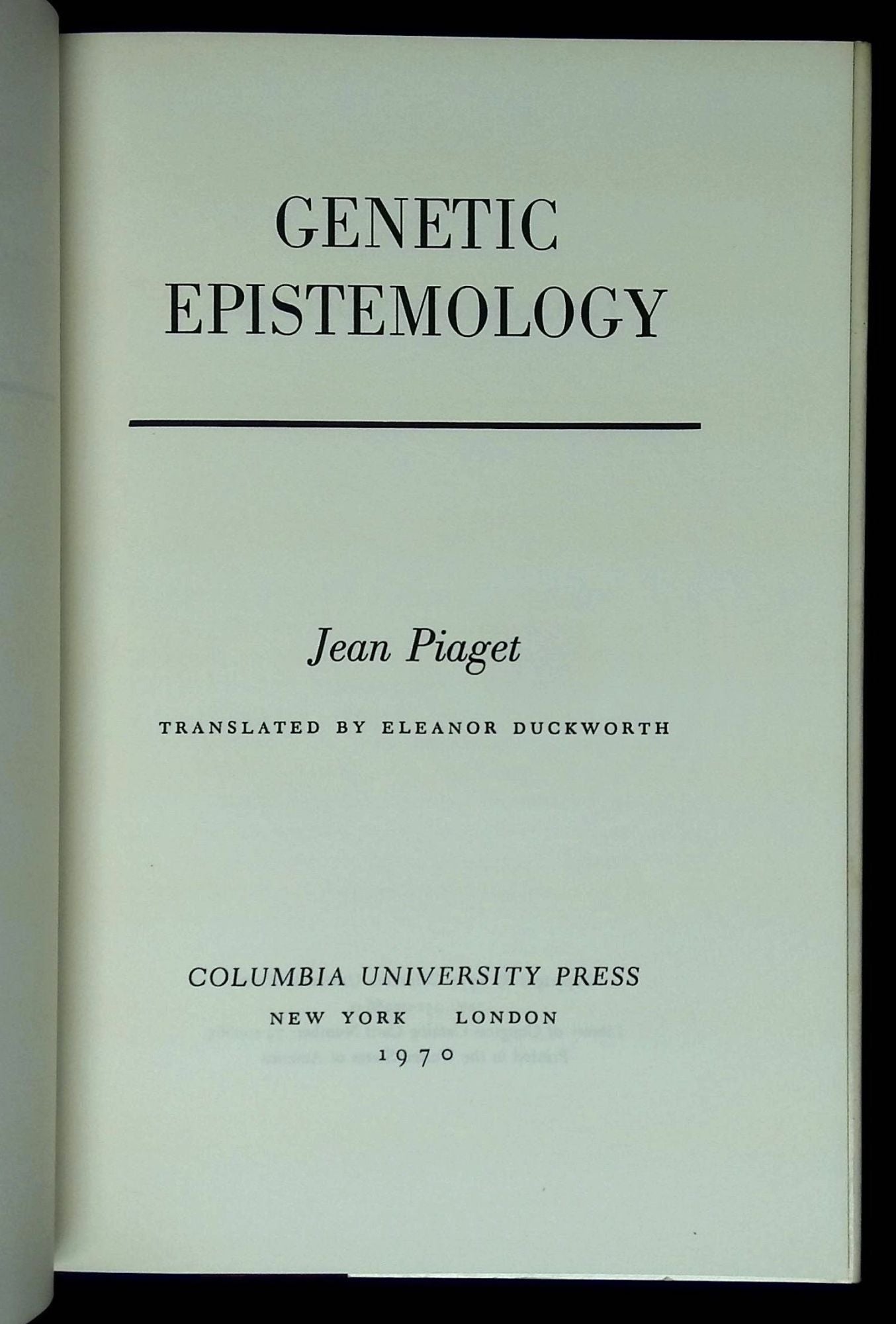 Genetic Epistemology by Jean Piaget Eleanor Duckworth on Common Crow Books