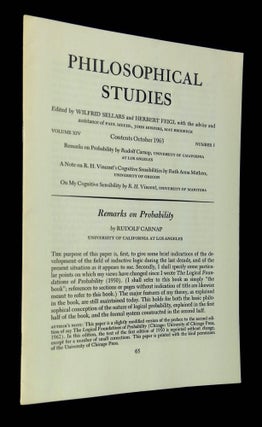 Item #B64804 Remarks on Probability [Philosophical Studies, Volume XIV, Number 5, October 1963]....