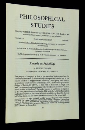 Item #B64805 Remarks on Probability [Philosophical Studies, Volume XIV, Number 5, October 1963]....