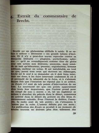 Essais sur Bertolt Brecht