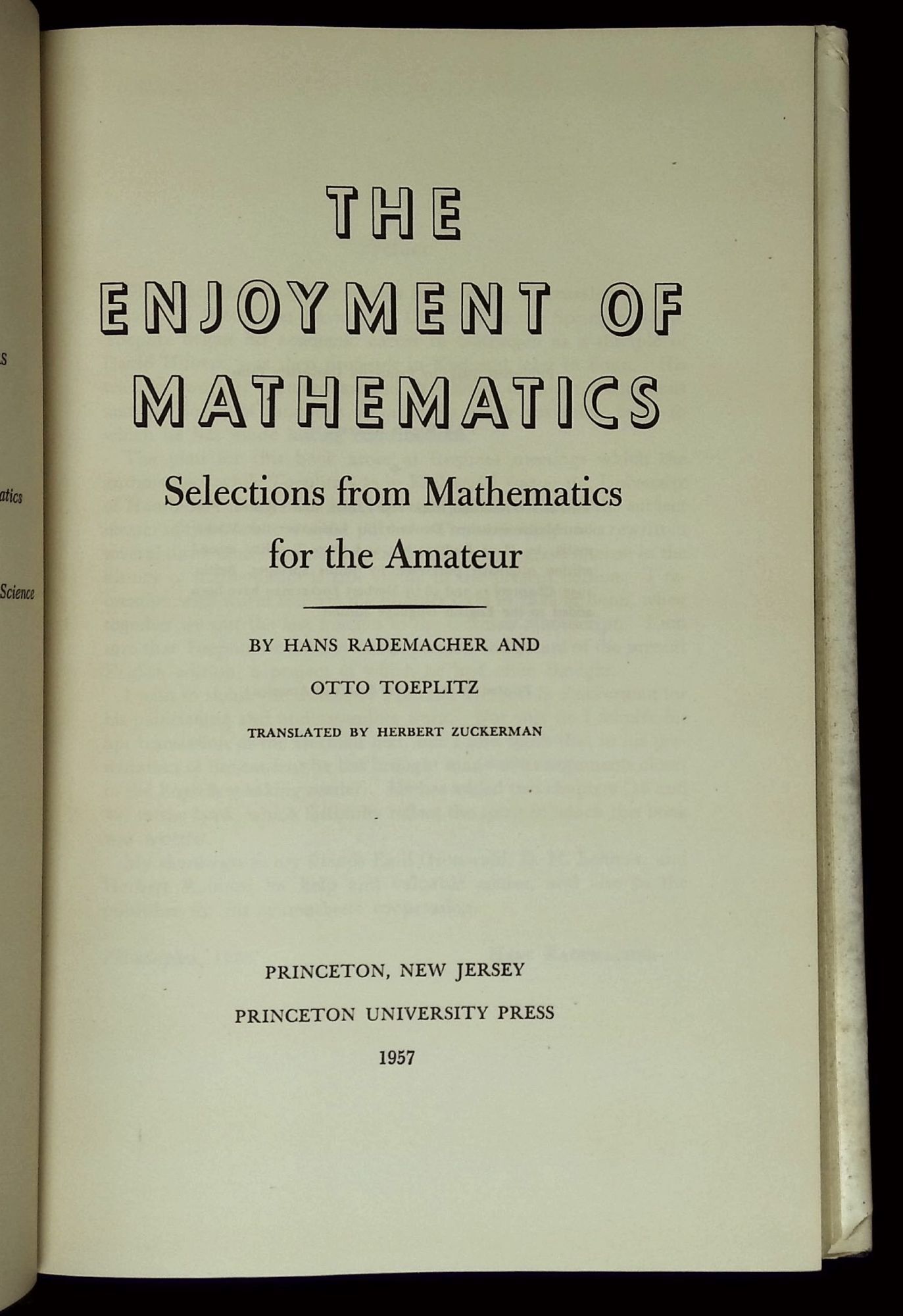 The Enjoyment of Mathematics: Selections from Mathematics for the ...