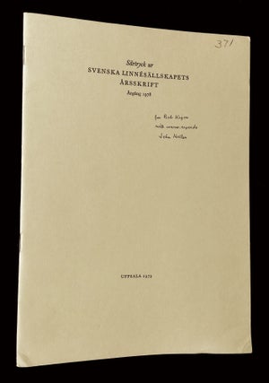 Item #B65339 Bibliotheca Zoologica Linnaeana [Sartryck ur Svenska Linnesallskapets Arsskrift,...