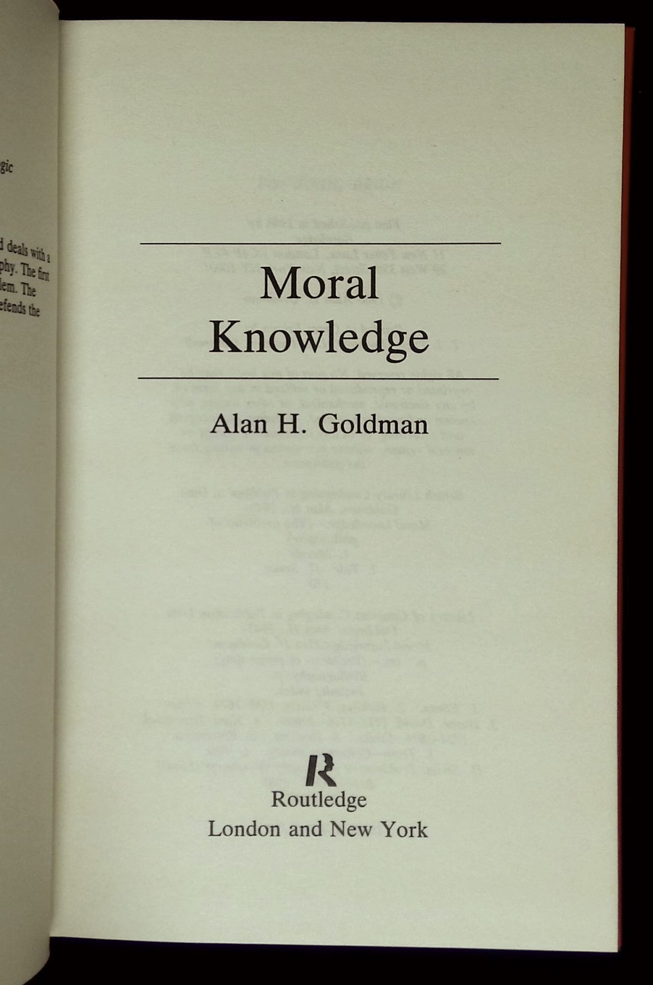 Moral Knowledge | Alan H. Goldman