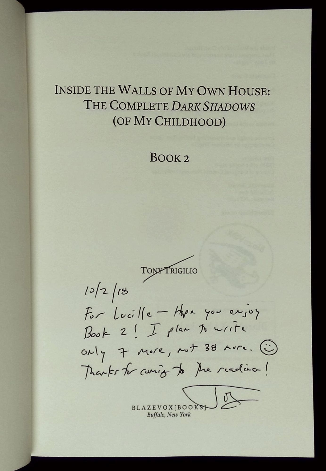 Inside the Walls of My Own House: The Complete Dark Shadows Of My ...