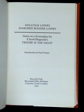 Notes on a Screenplay for F. Scott Fitzgerald's Tender is the Night
