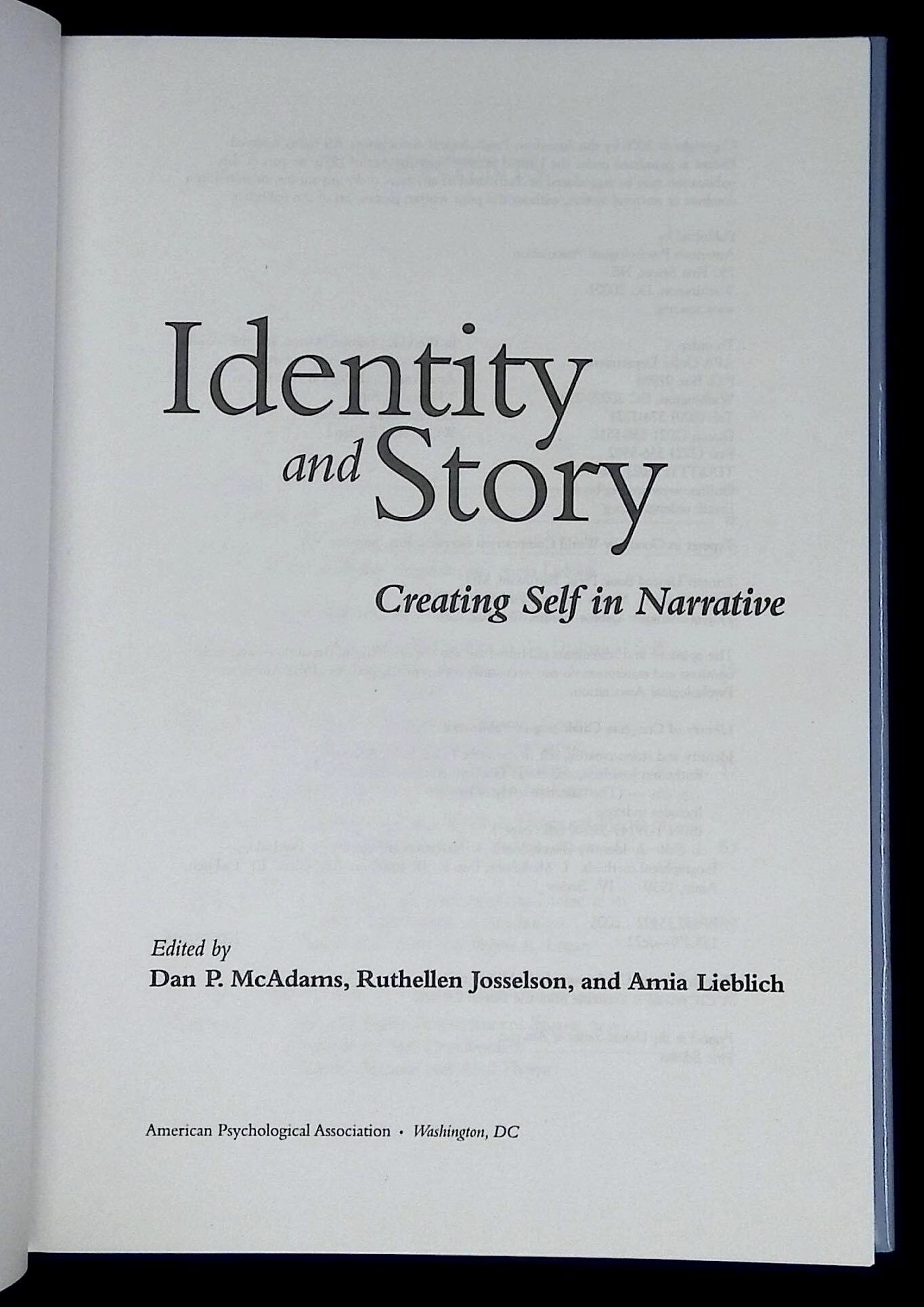 Identity and Story: Creating Self in Narrative | Dan P. McAdams
