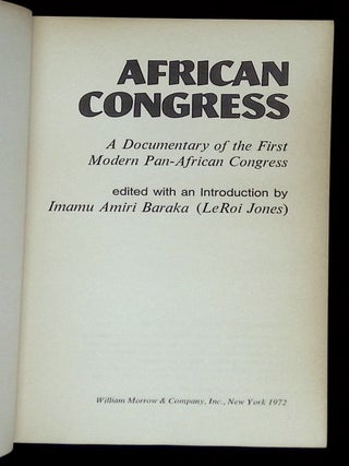 African Congress: A Documentary of the First Modern Pan-African Congress