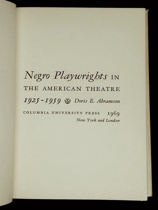 Negro Playwrights in the American Theatre 1925-1959
