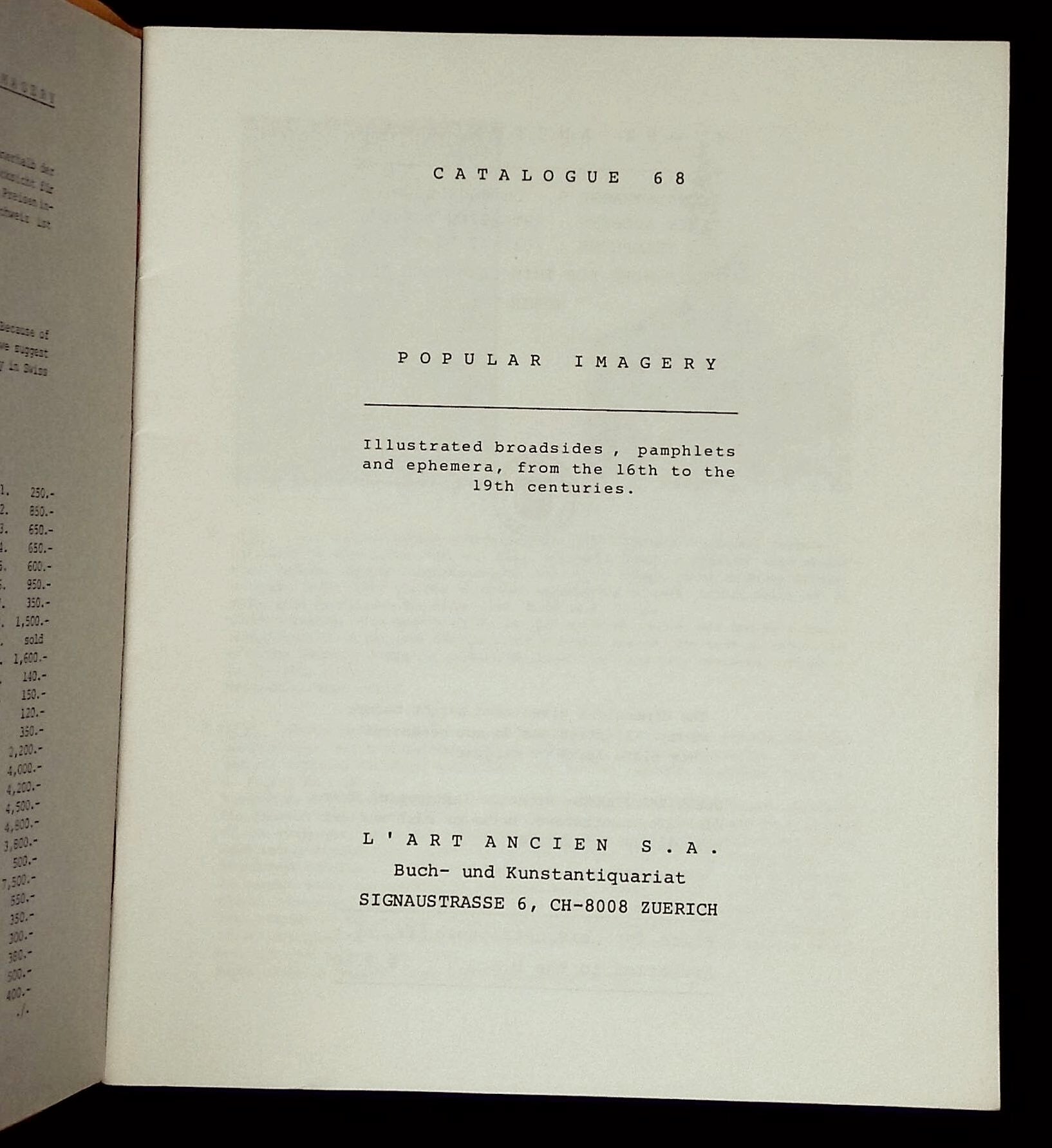 Catalogue 68: Popular Imagery--Illustrated Broadsides, Pamphlets and ...