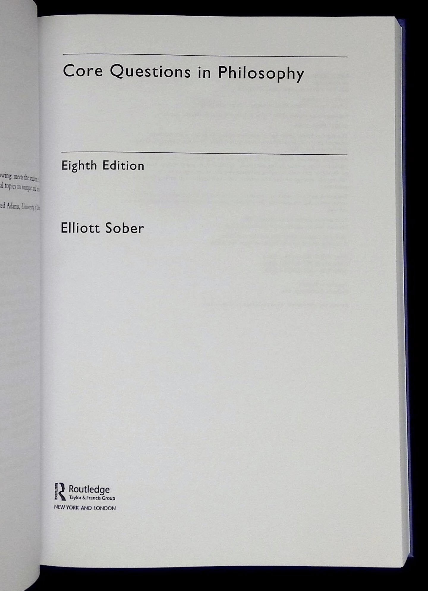 Core Questions in Philosophy | Elliott Sober | Eighth edition