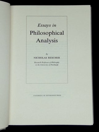 Essays in Philosophical Analysis