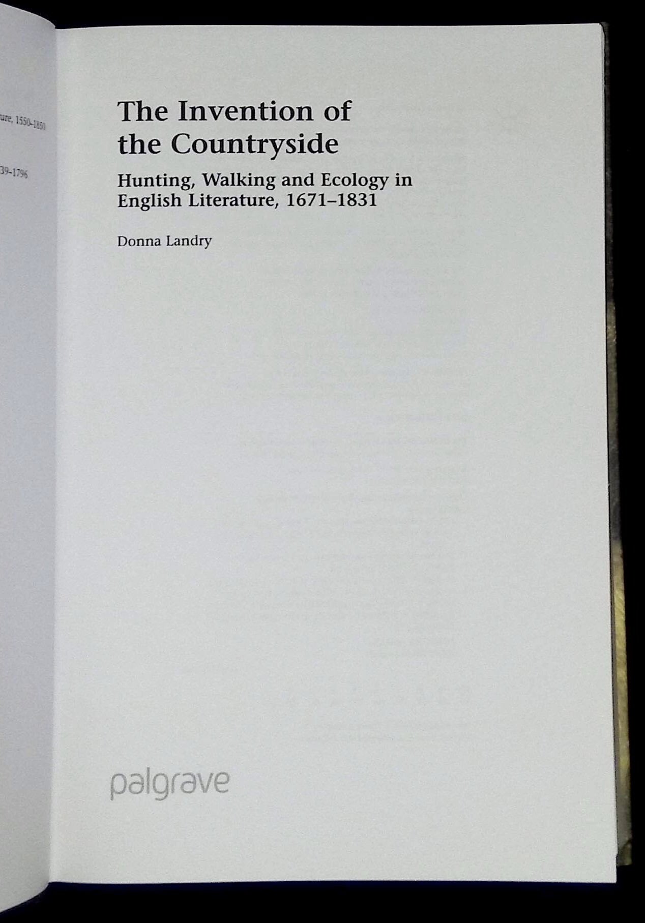 The Invention of the Countryside: Hunting, Walking and Ecology in ...