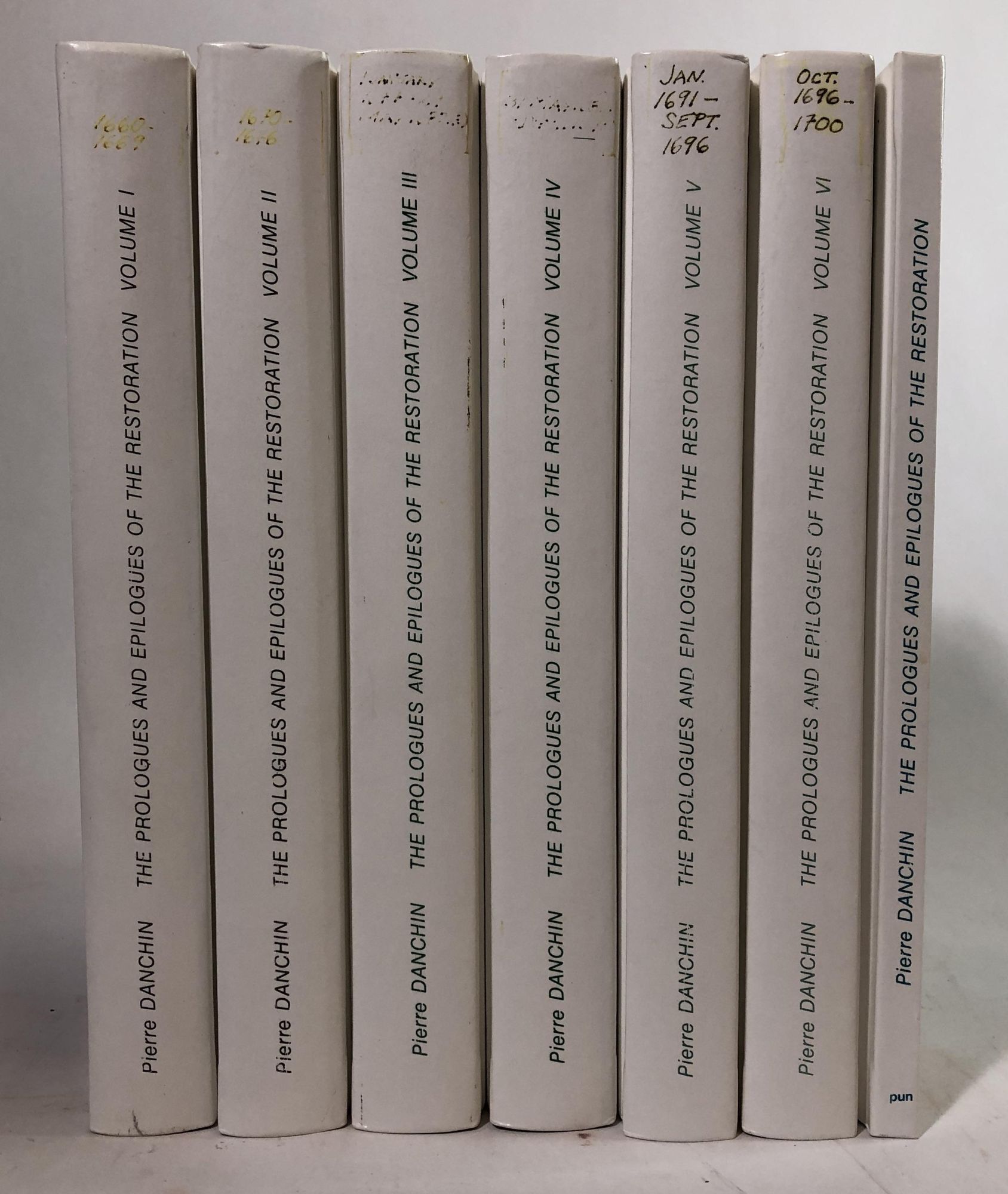The Prologues and Epilogues of the Restoration 1660-1700 Seven volume ...