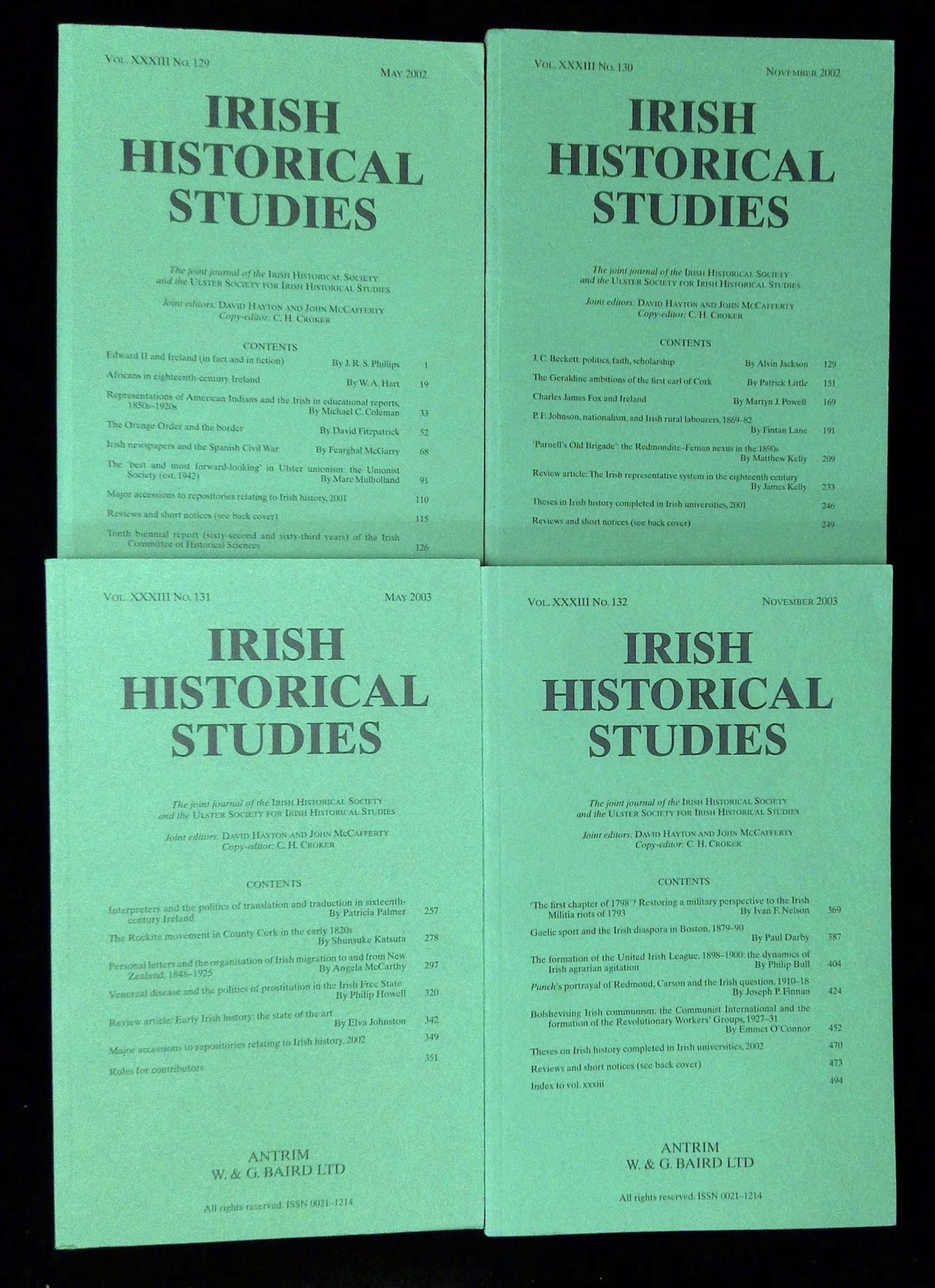 Irish Historical Studies: Vol. XXXIII, No. 129, 130, 131 and 132 Four ...