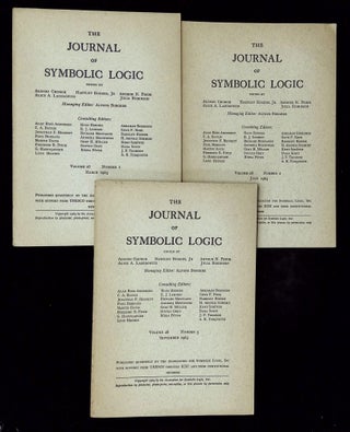 Item #B73935 The Journal of Symbolic Logic: Volume 28, Number 1, 2 and 3 [Three volume incomplete...