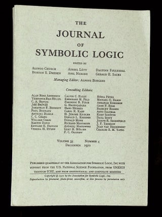 Item #B74074 The Journal of Symbolic Logic: Volume 35, Number 4, December 1970 [This issue...