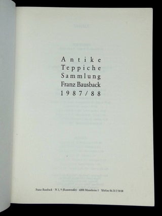 Antike Teppiche Sammlung Franz Bausback 1987/88