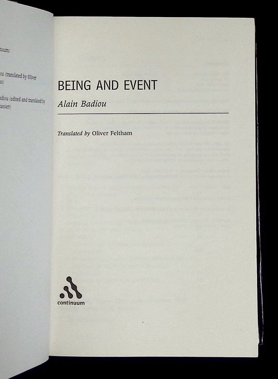 Being and Event | Alain Badiou, Oliver Feltham