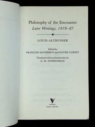 Philosophy of the Encounter: Later Writings, 1978-87
